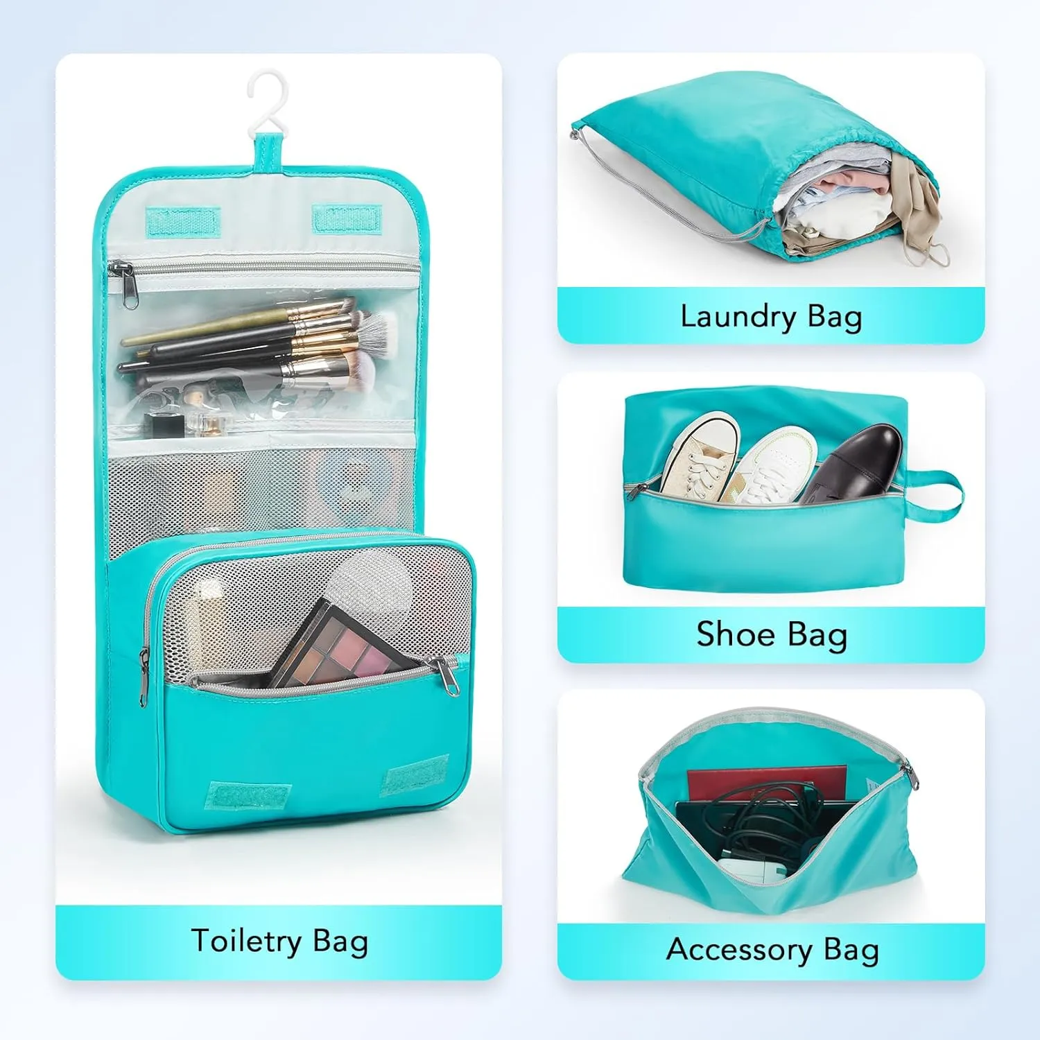 10 Set Compression Packing Cubes for Travel Essentials,Compressible Expandable Packing Cubes for Suitcase,OlarHike Luggage Organizer Bags for Travel,Handy Helper for Organizing Clothes(Cyan)