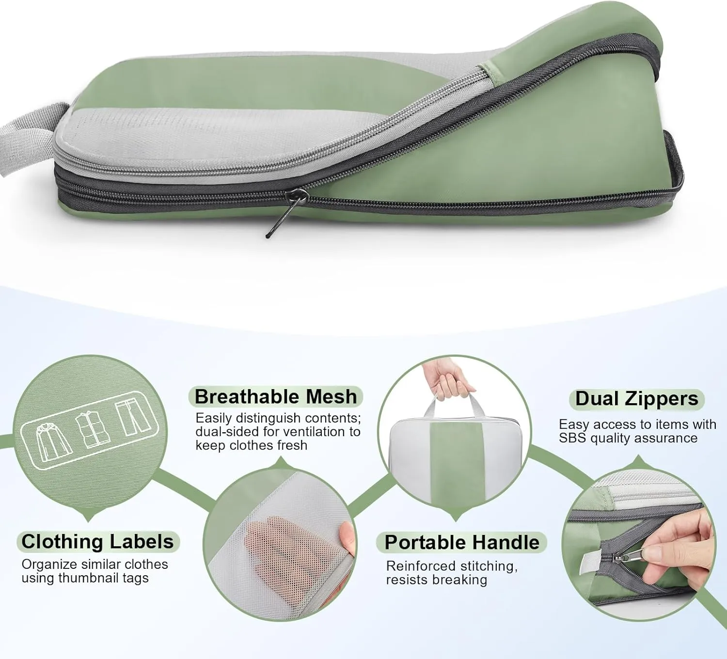 10 Set Compression Packing Cubes for Travel Essentials,Compressible Expandable Packing Cubes for Suitcase,OlarHike Luggage Organizer Bags for Travel,Handy Helper for Organizing Clothes(Matcha Green)