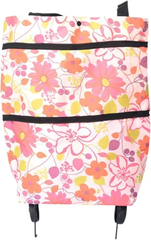 2 In 1 Lightweight Collapsible Shopping Portable Grocery Bags Rolling Tote Bag with Wheels Waterproof Foldable Cart