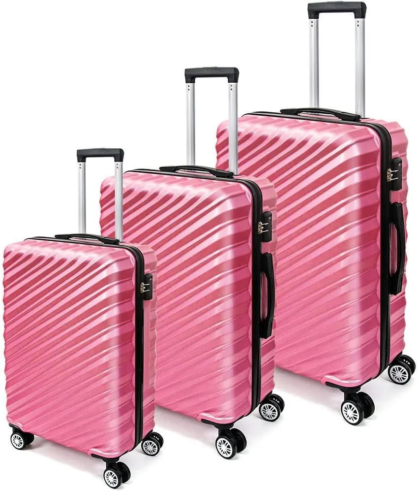 3 Piece Hard Shell Luggage, Modern Lightweight Suitcase with Hooks and Spinner Wheels ABS Lightweights Checked with Password Lock and Telescopic Rod for Business Travel Domestic Foreign Travel