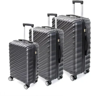 3 Piece Hard Shell Luggage, Modern Lightweight Suitcase with Hooks and Spinner Wheels ABS Lightweights Checked with Password Lock and Telescopic Rod for Business Travel Domestic Foreign Travel