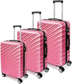 3 Piece Hard Shell Luggage, Modern Lightweight Suitcase with Hooks and Spinner Wheels ABS Lightweights Checked with Password Lock and Telescopic Rod for Business Travel Domestic Foreign Travel