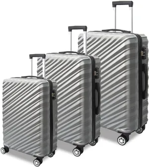 3 Piece Hard Shell Luggage, Modern Lightweight Suitcase with Hooks and Spinner Wheels ABS Lightweights Checked with Password Lock and Telescopic Rod for Business Travel Domestic Foreign Travel