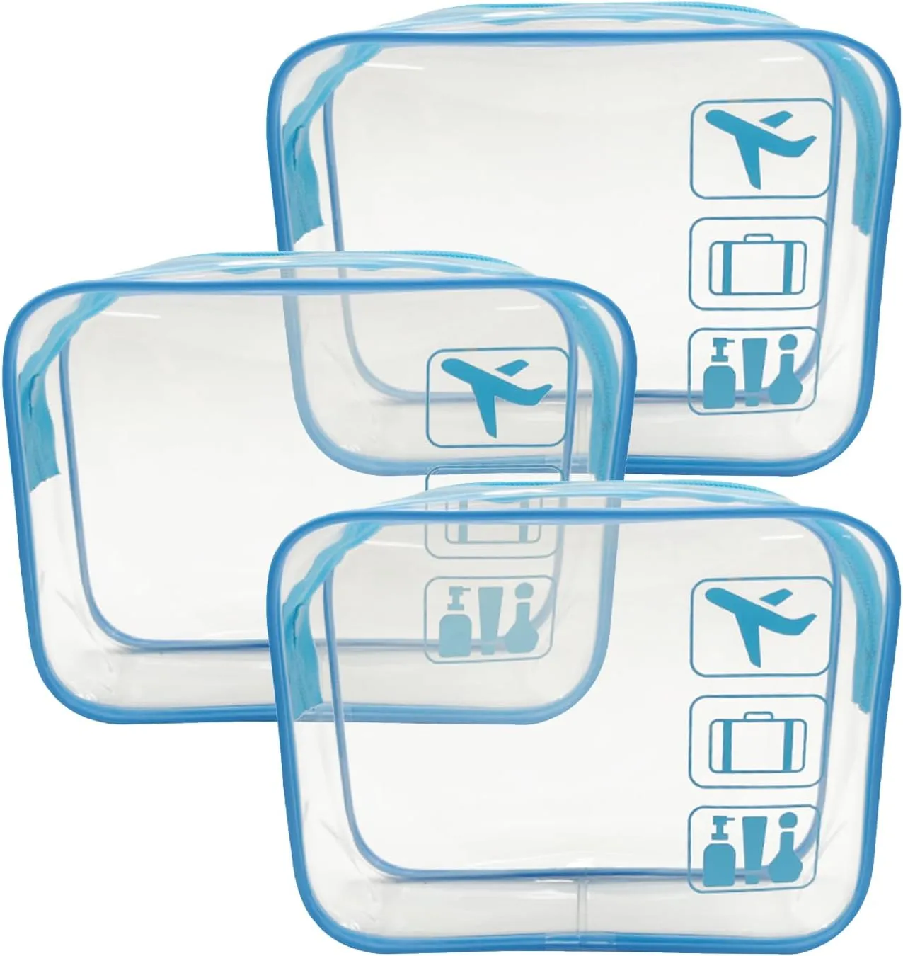 3pcs TSA Approved Toiletry Bag Clear Toiletry Bag for Traveling,Airport Airline Travel Toiletry Bag (Blue)