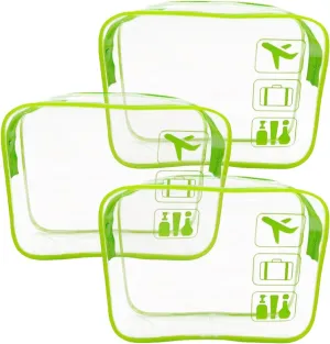 3pcs TSA Approved Toiletry Bag Clear Toiletry Bag for Traveling,Airport Airline Travel Toiletry Bag (Green)