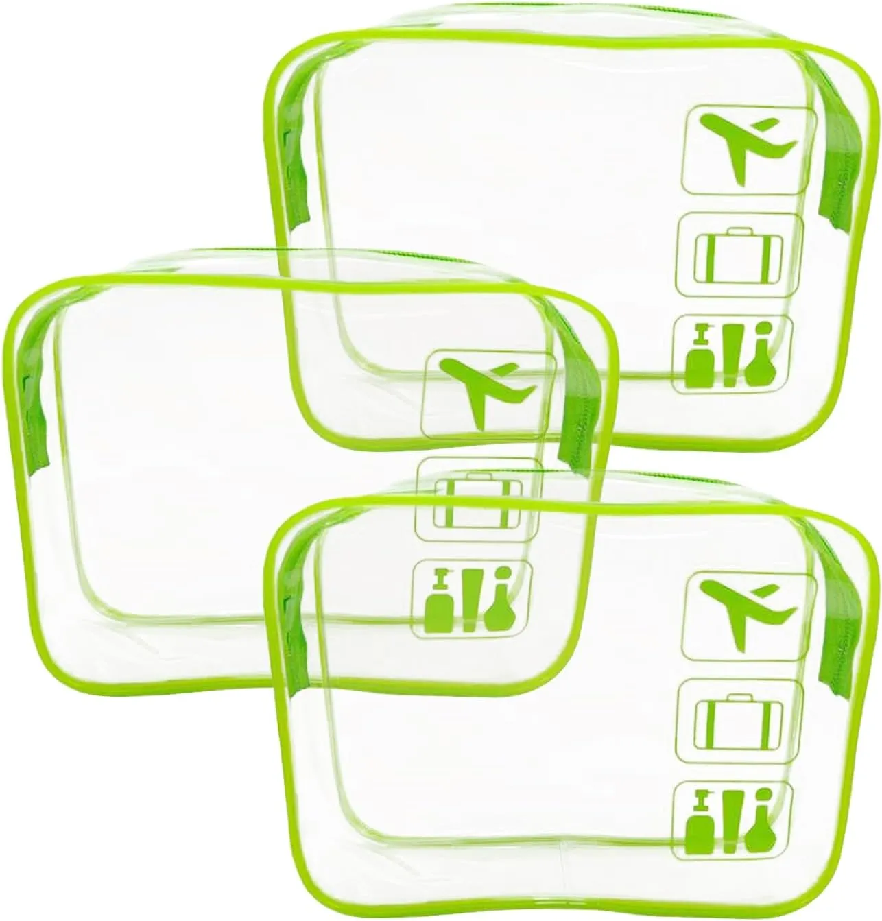 3pcs TSA Approved Toiletry Bag Clear Toiletry Bag for Traveling,Airport Airline Travel Toiletry Bag (Green)