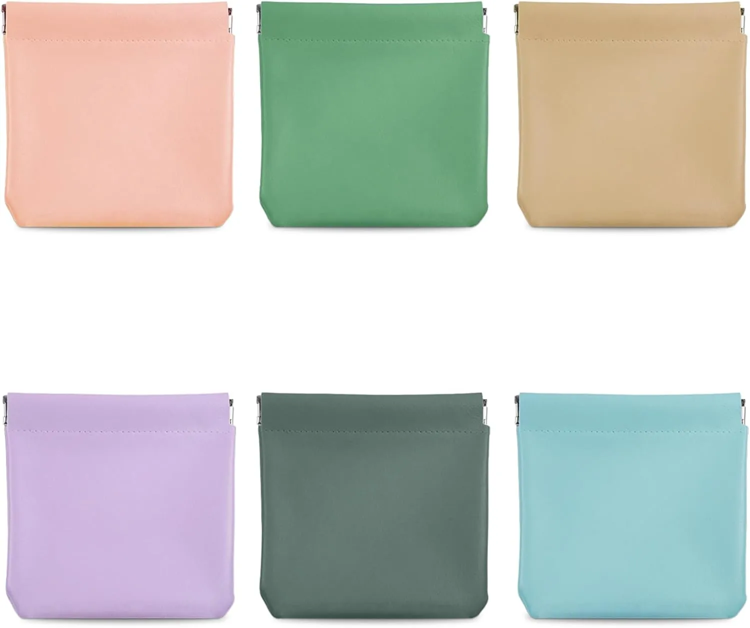 6 Pcs Lambskin Pocket Cosmetic Bag Waterproof Portable No Zipper Self-Closing Small Makeup Pouch Bag for women Mini Travel Storage Bag for Cosmetics Headphones Jewelry