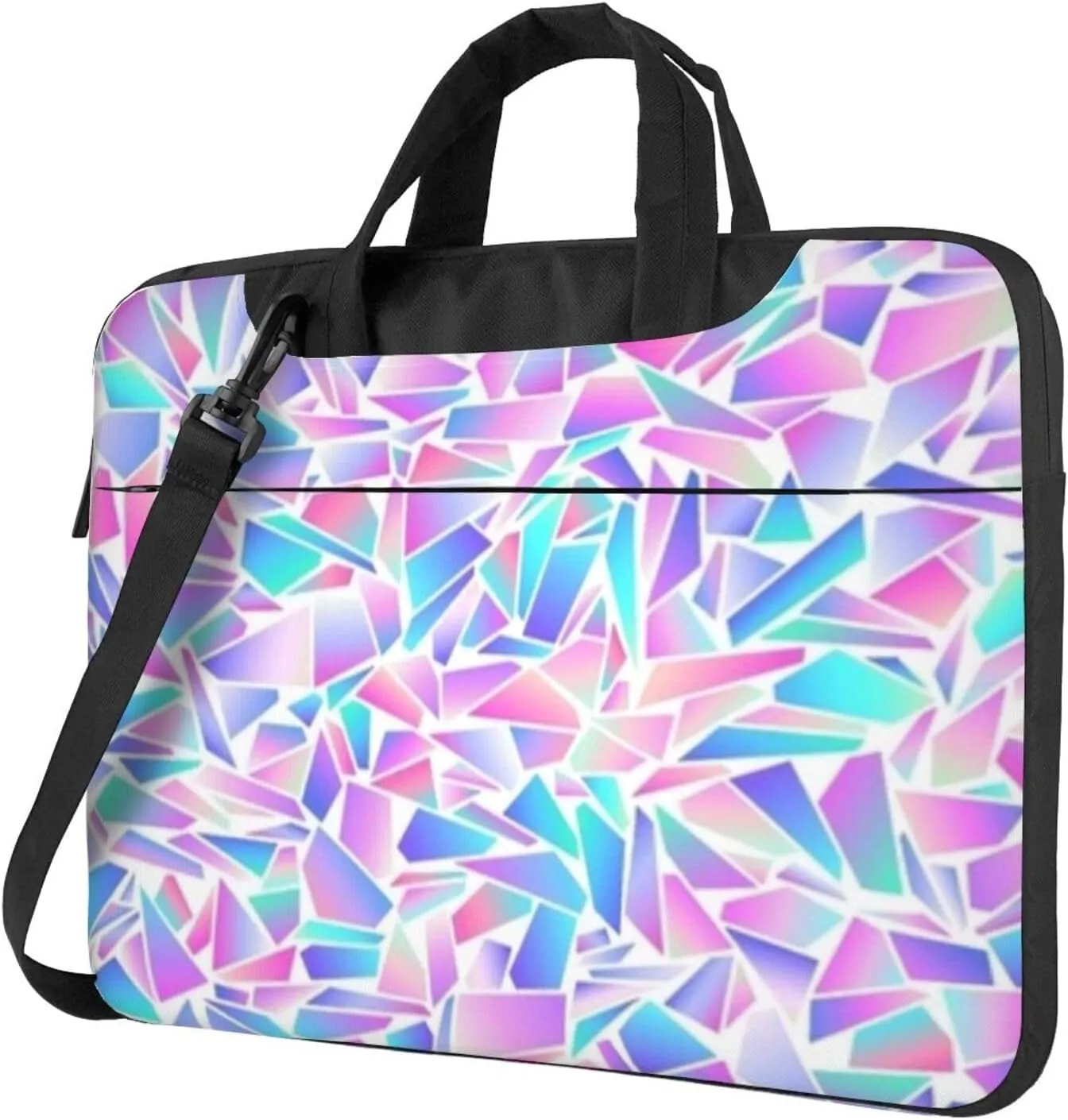 Abstract Colorful Iridescent Shards Modern 13-15.6 Inch Laptop Bag For Man And Women, Computer Messenger Bag, Trendy Shoulder Strap Design
