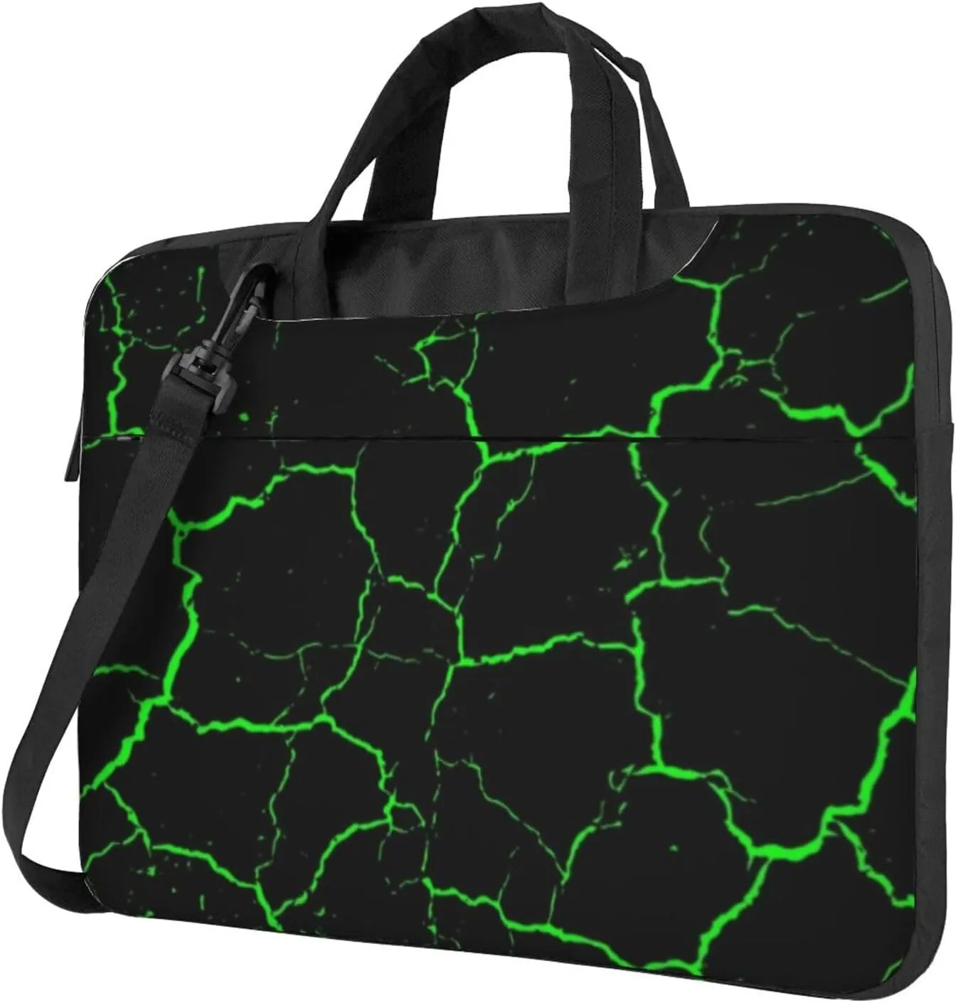 Abstract Green Lightning Modern 13-15.6 Inch Laptop Bag For Man And Women, Computer Messenger Bag, Trendy Shoulder Strap Design