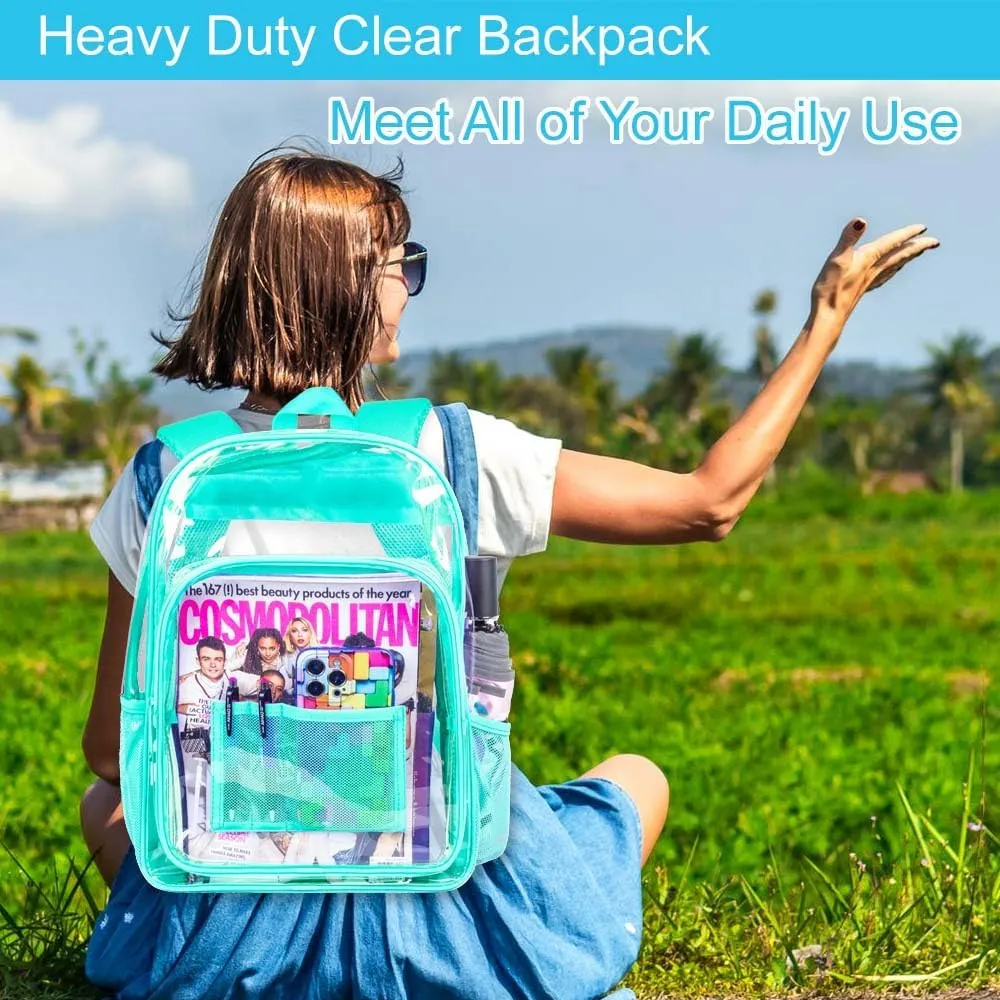 AGSDON Clear Backpack, Heavy Duty Transparent Bookbag, See Through PVC Backpacks for Women Men