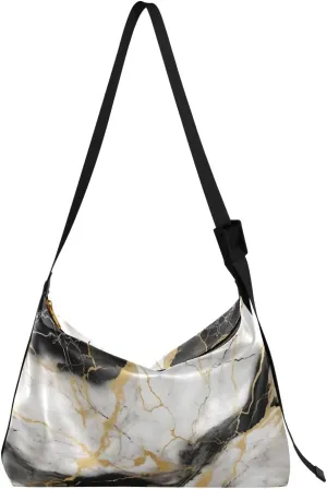 ALAZA Black & White Marble Modern Womens Tote Bag Leather Shoulder Bag For Women Men Large Hobo Cross Body Bags Handbag