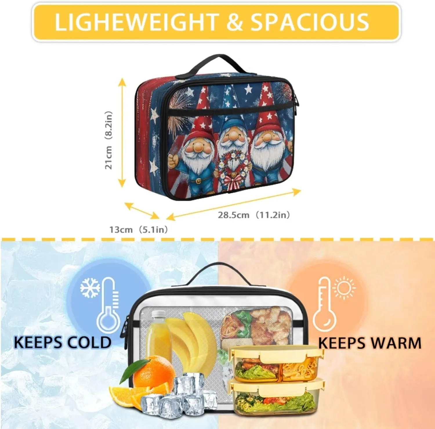 America Style Gnome Backpack With Lunch Box And Pencil Case For Girls And Boys, 17 In Pressure Relief Backpacks For Kids For School, Trips And Camping Back to School Season Gifts
