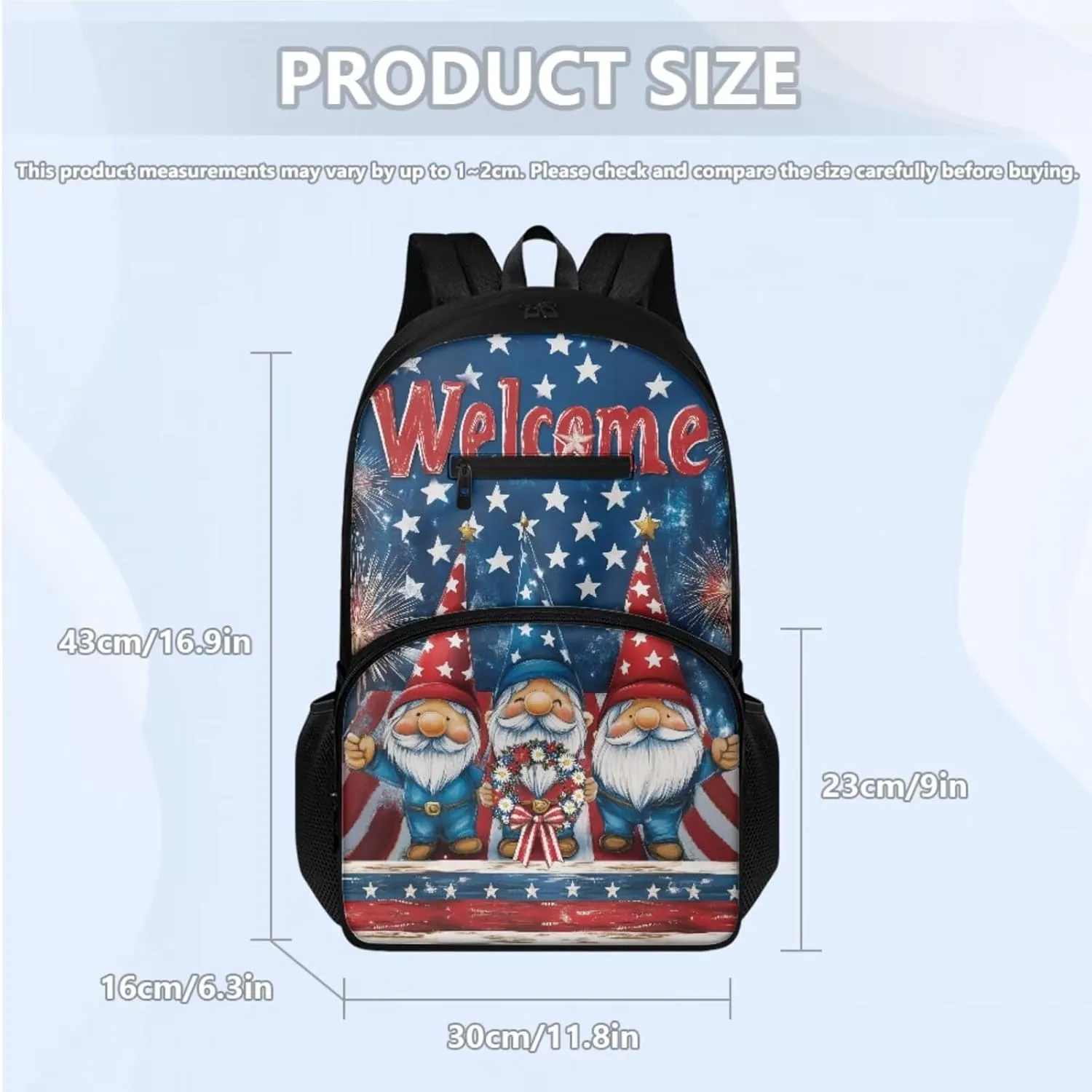 America Style Gnome Backpack With Lunch Box And Pencil Case For Girls And Boys, 17 In Pressure Relief Backpacks For Kids For School, Trips And Camping Back to School Season Gifts