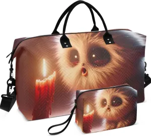 Animated Funny Creature Duffle Bag for Travel Toiletry Bags Set of 2, Modern Women Garment Duffel Bag Overnight Bag