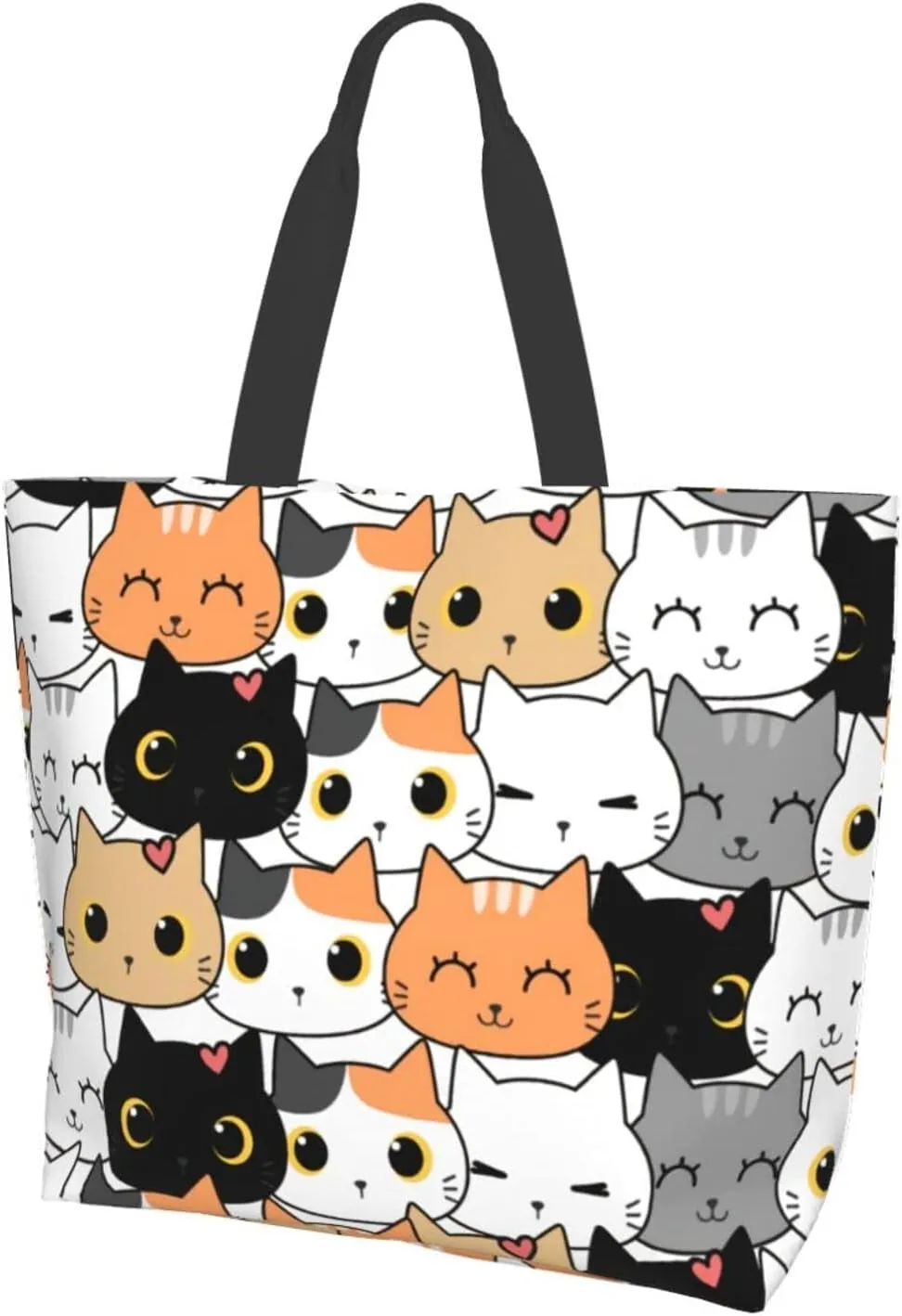 ASYG Cat Tote - Cute Large Shoulder Bag, Casual Reusable Handbag for Women, Shopping & Grocery Work Bag