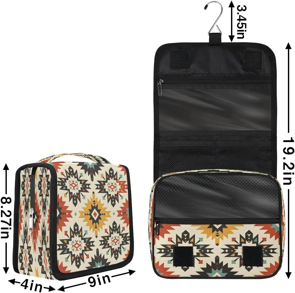 Aztec Boho Hanging Toiletry Bag for Women Travel Makeup Bag Cosmetic Organizer Travel Toiletries Bag for Men