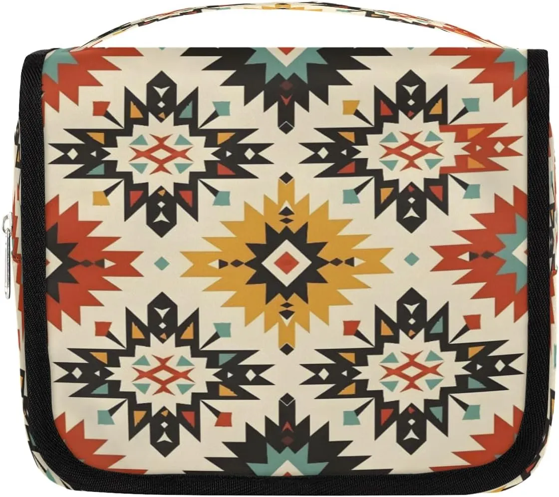 Aztec Boho Hanging Toiletry Bag for Women Travel Makeup Bag Cosmetic Organizer Travel Toiletries Bag for Men