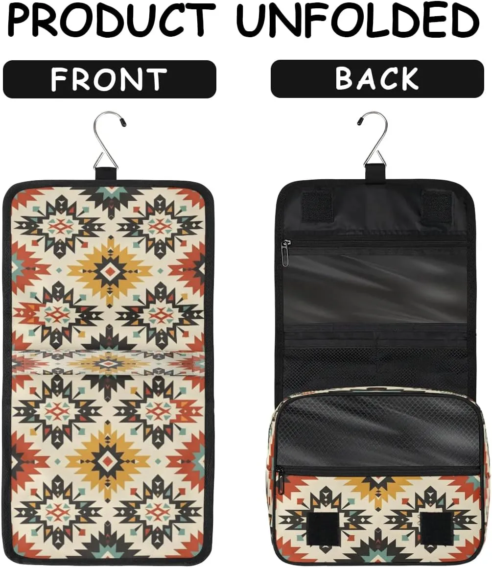 Aztec Boho Hanging Toiletry Bag for Women Travel Makeup Bag Cosmetic Organizer Travel Toiletries Bag for Men