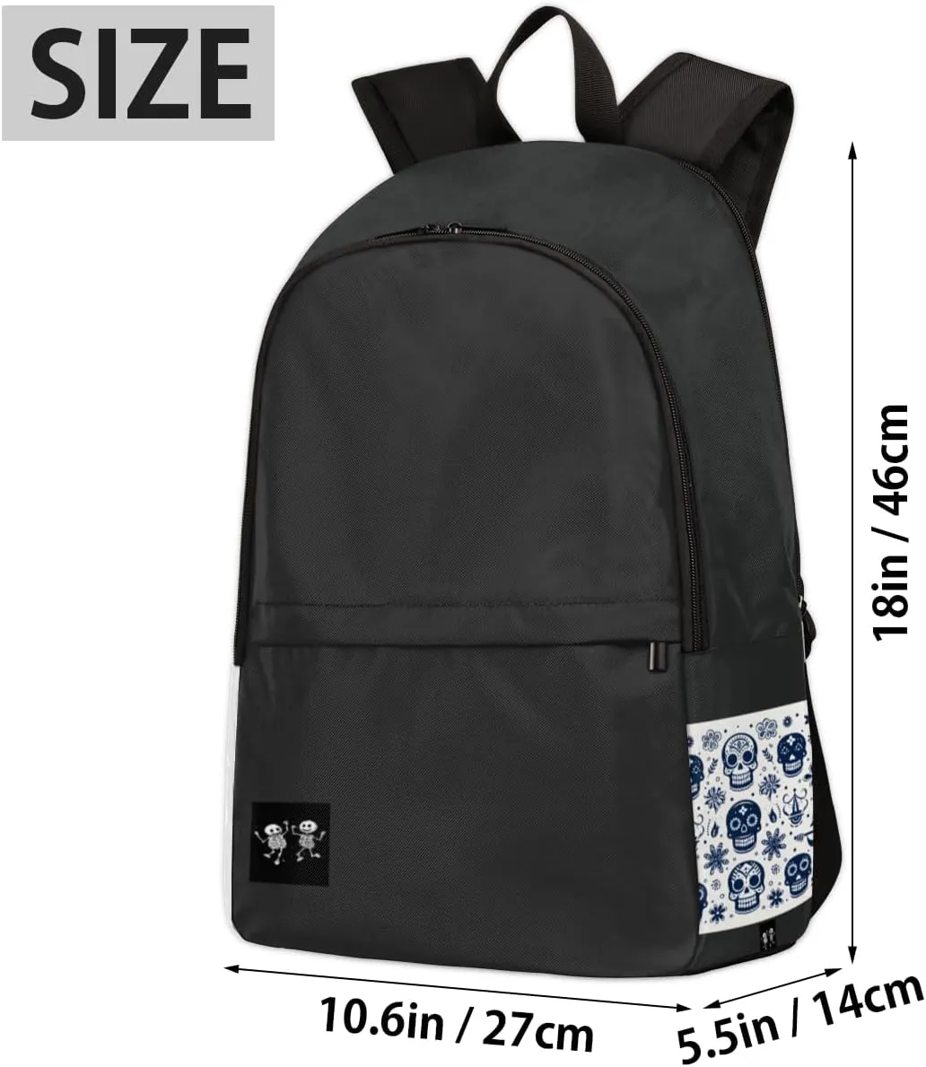 Backpack Casual Backpack for Men and Women Carry on Backpack Travel Backpack for Men Large Capacity Skull Backpacks Lightweight Laptop Backpack Premium Business Backpack Simple Daypack Backpacks,Black