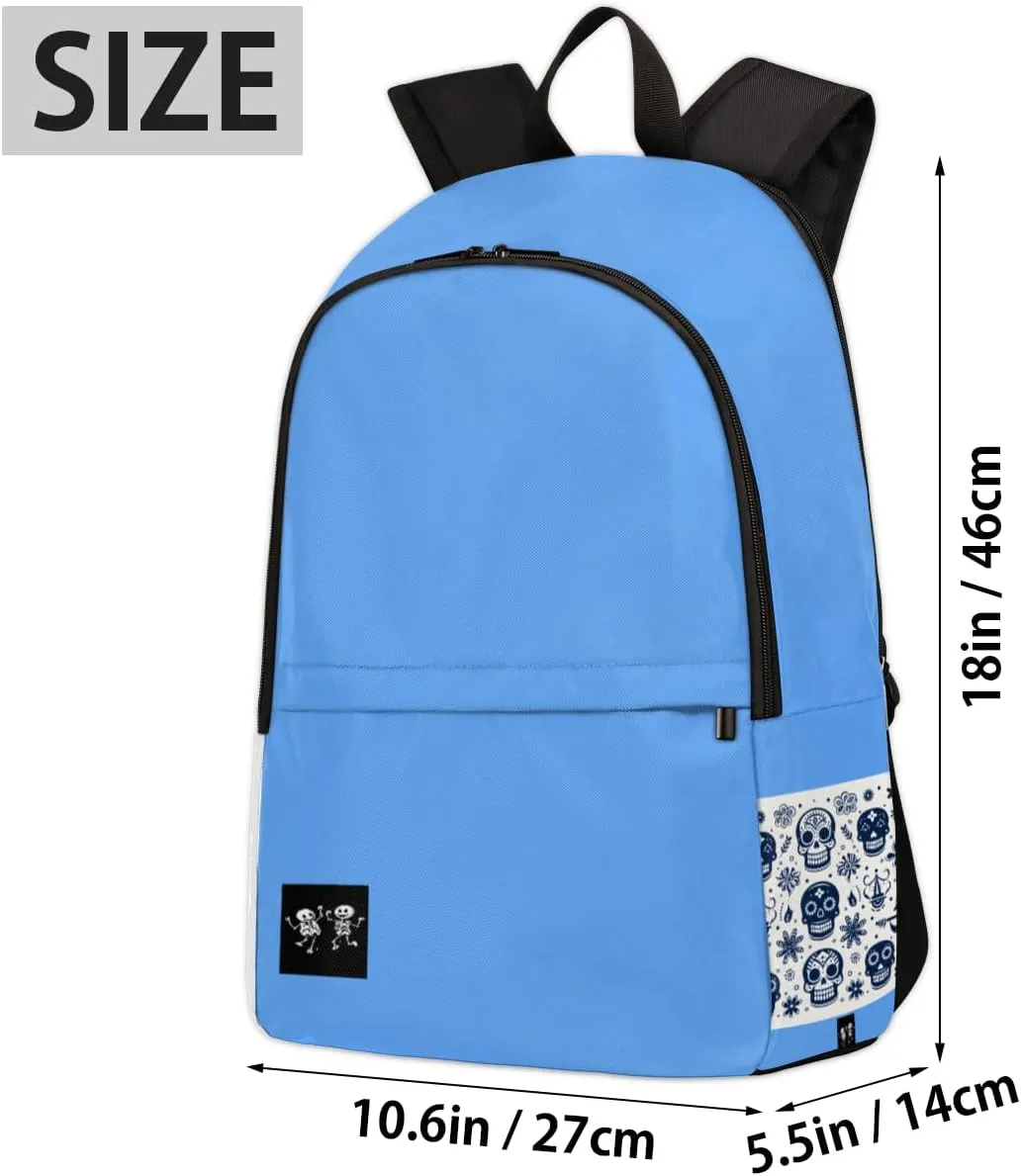 Backpack Casual Backpack for Men and Women Carry on Backpack Travel Backpack for Men Large Capacity Skull Backpacks Lightweight Laptop Backpack Premium Business Backpack Simple Daypack Backpacks,Blue