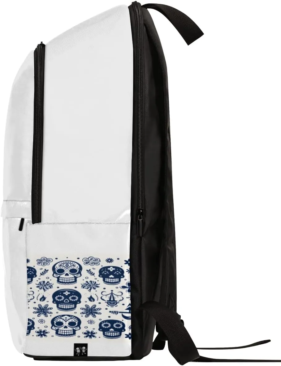 Backpack Casual Backpack for Men and Women Carry on Backpack Travel Backpack for Men Large Capacity Skull Backpacks Lightweight Laptop Backpack Premium Business Backpack Simple Daypack Backpacks,White