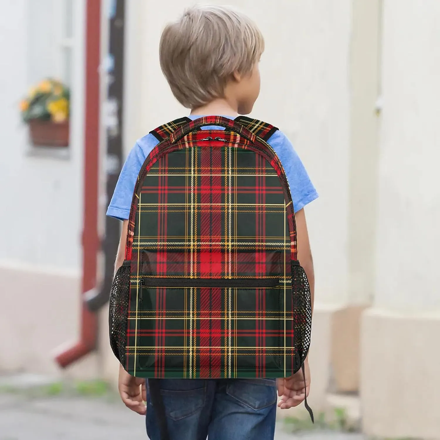 Backpack Christmas Tartan Book Bags Laptop Backpacks Lightweight Multipurpose Daypack for Men Women Travel Hiking