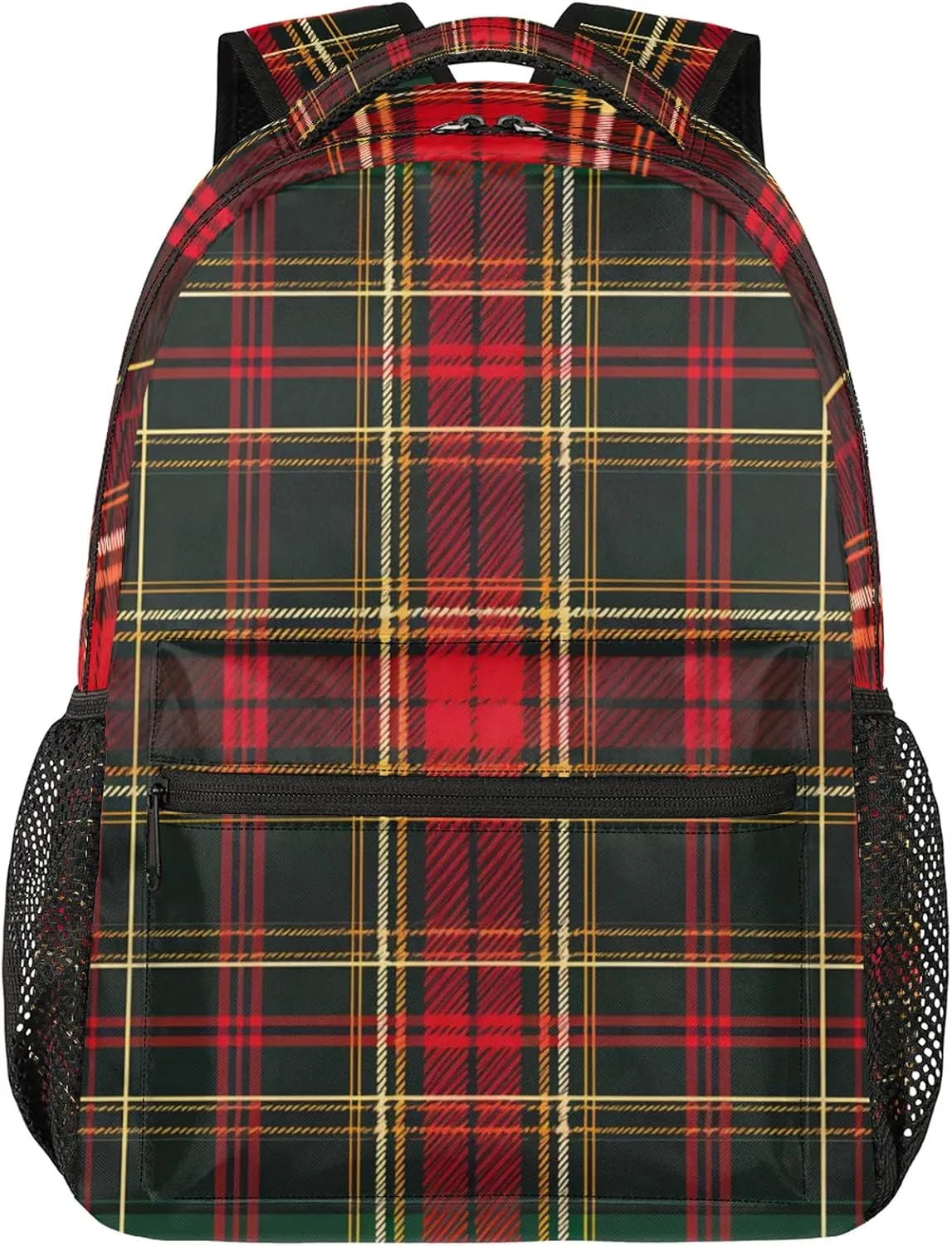 Backpack Christmas Tartan Book Bags Laptop Backpacks Lightweight Multipurpose Daypack for Men Women Travel Hiking