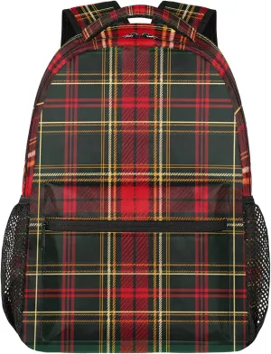 Backpack Christmas Tartan Book Bags Laptop Backpacks Lightweight Multipurpose Daypack for Men Women Travel Hiking