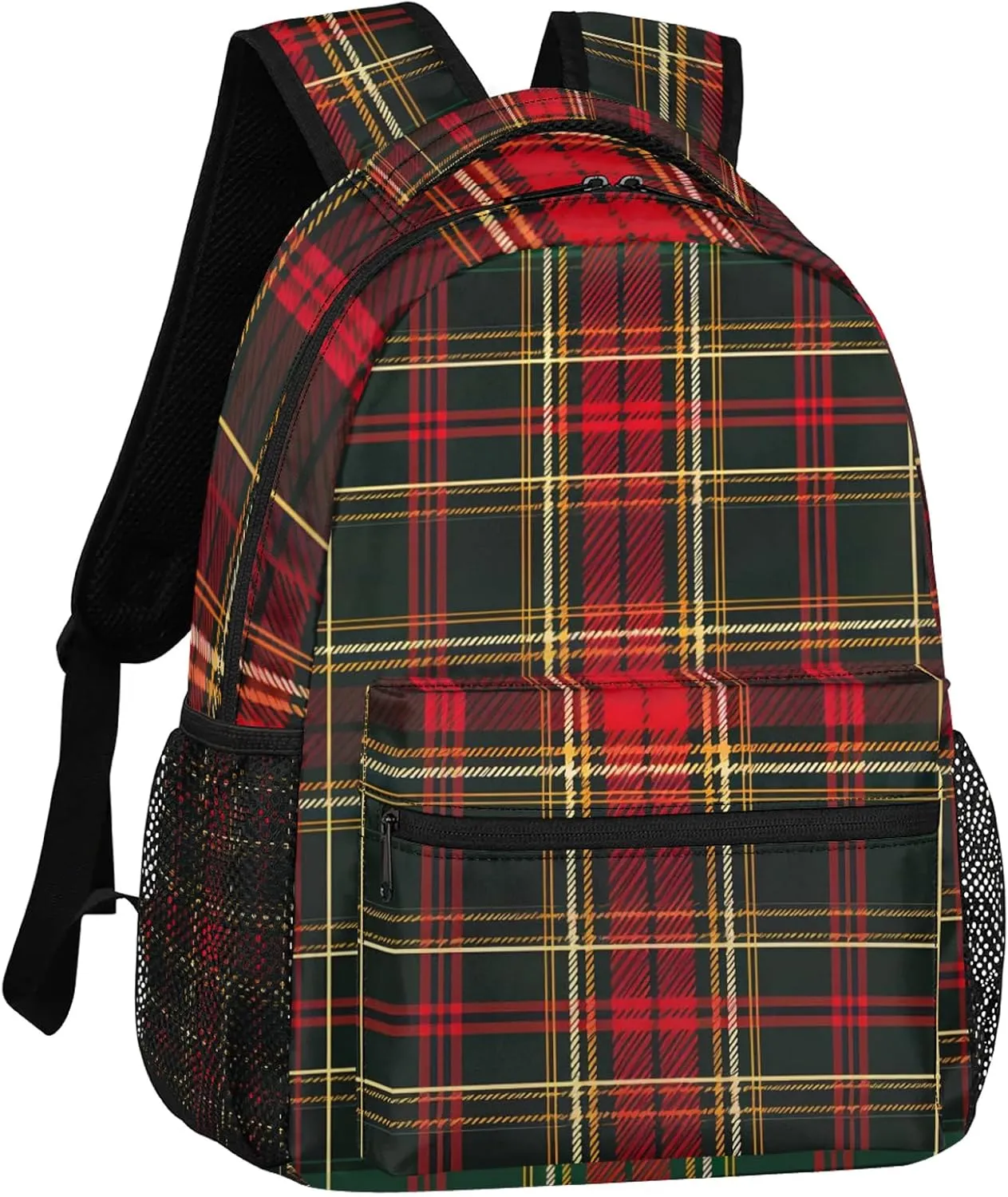 Backpack Christmas Tartan Book Bags Laptop Backpacks Lightweight Multipurpose Daypack for Men Women Travel Hiking