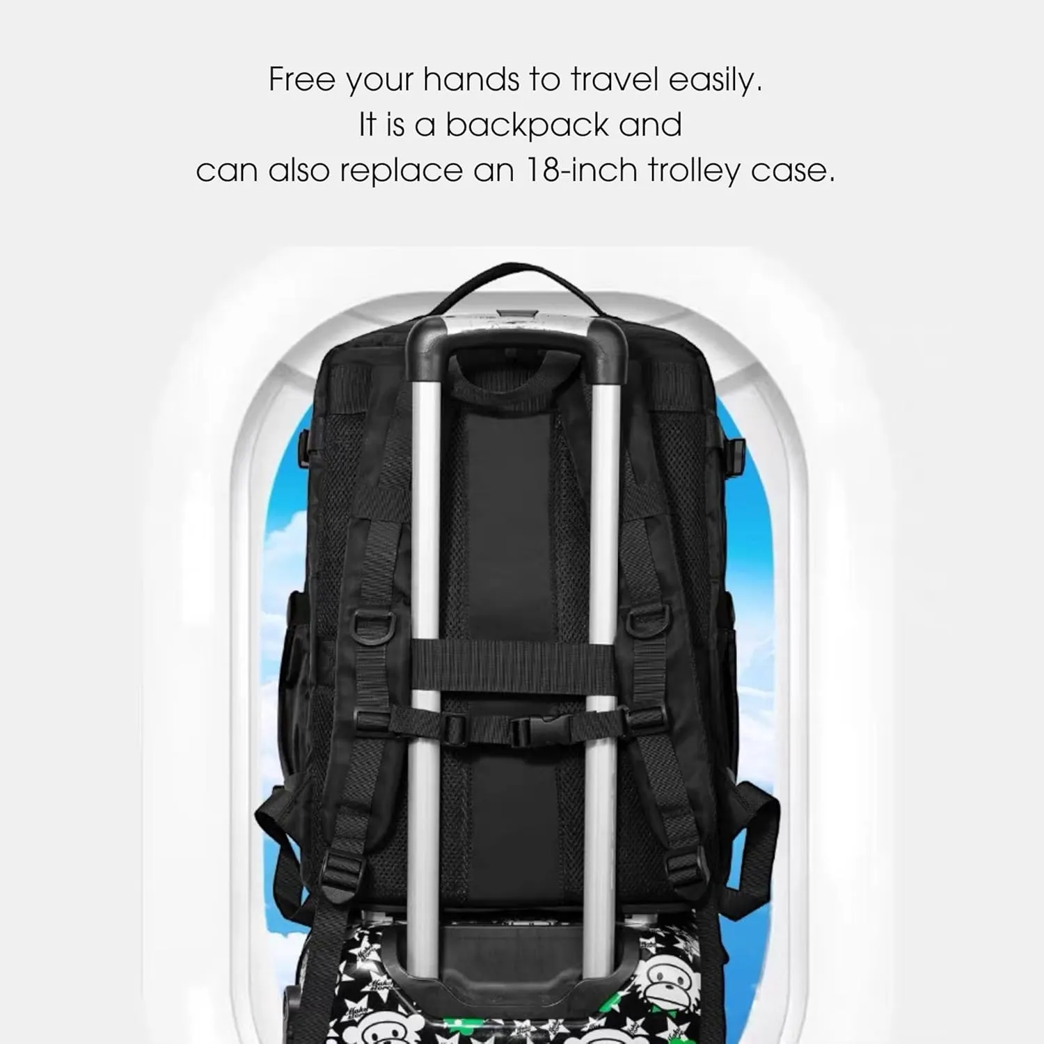 Backpack Travel Business Backpack for Men Women WaterProof Fit for 15.6 Inch Laptop, Multiple Compartment (Extra Shoe, Laptop Compartment, Black, 45L)
