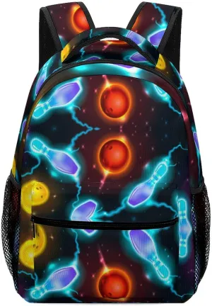 Backpack with Chest Strap Bowling Abstract Background Lightweight Casual Daypack Travel Computer Notebooks Bag for Men Women