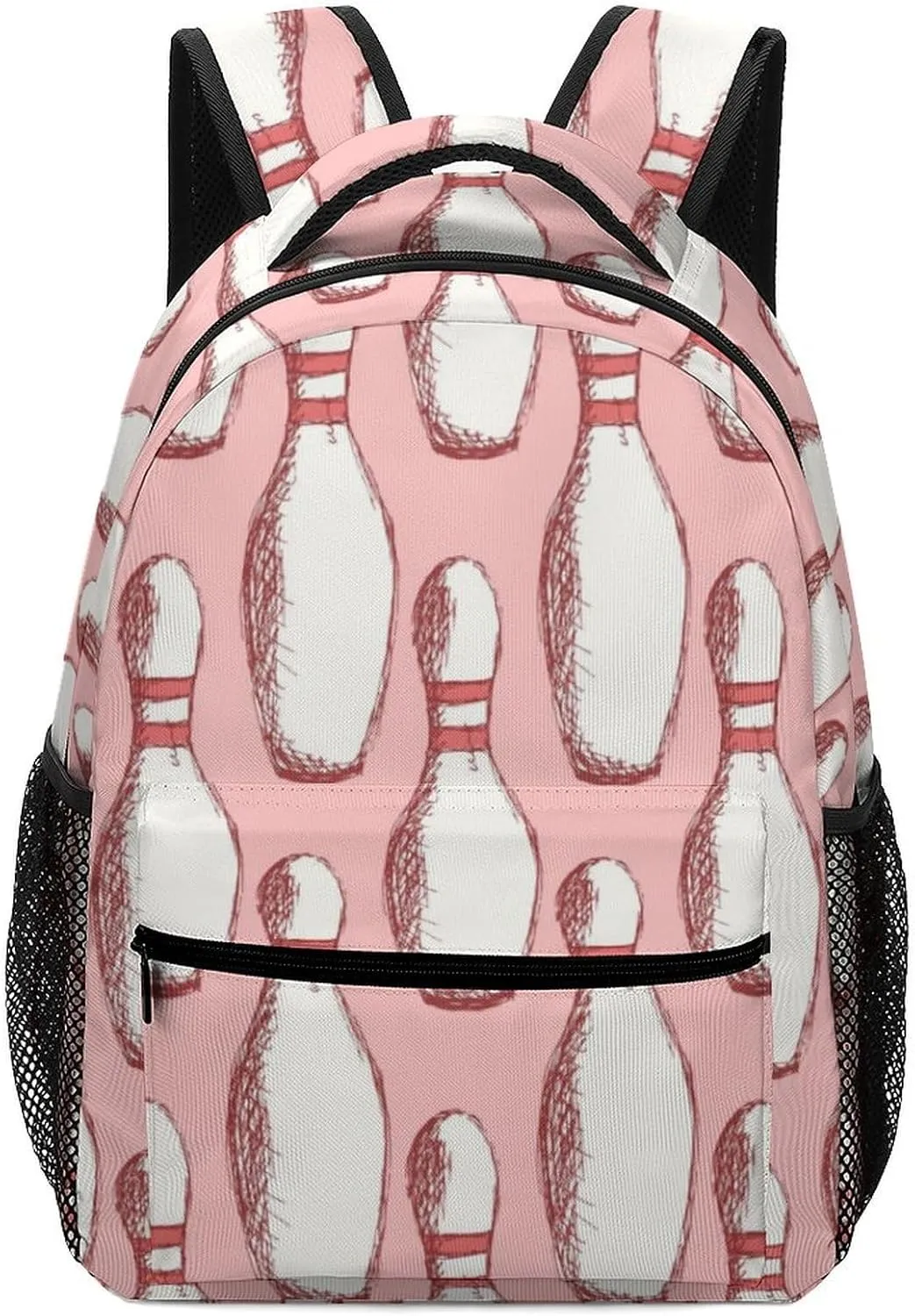 Backpack with Chest Strap Sketch Bowling Pins Lightweight Casual Daypack Vintage Travel Computer Notebooks Bag for Men Women