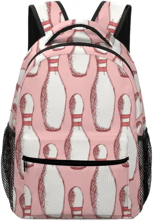 Backpack with Chest Strap Sketch Bowling Pins Lightweight Casual Daypack Vintage Travel Computer Notebooks Bag for Men Women