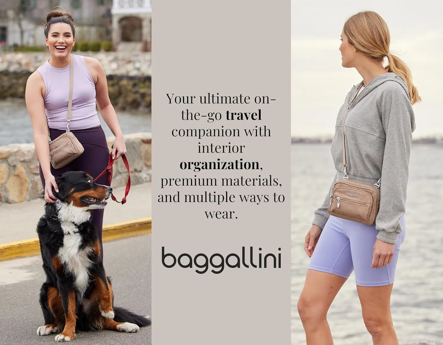 Baggallini Triple Zip Small Crossbody Bag
