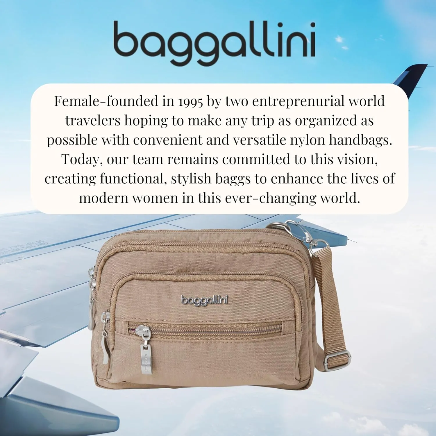 Baggallini Triple Zip Small Crossbody Bag