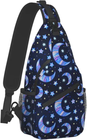 bassyil Blue Moon Sling Bag Crossbody Travel Hiking Chest Backpack Shoulder Daypack for Women Men