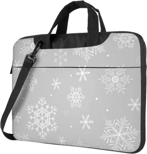 Beautiful Winter Christmas Snowflake Modern 13-15.6 Inch Laptop Bag For Man And Women, Computer Messenger Bag, Trendy Shoulder Strap Design