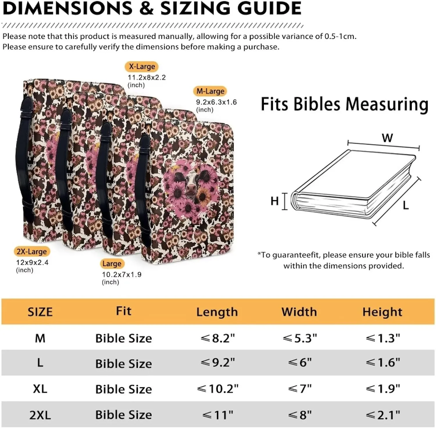 Bible Cover Men and Women's Lightweight PU Leather Bible Carrying Case Bible Cover for Church Handy Scripture bag