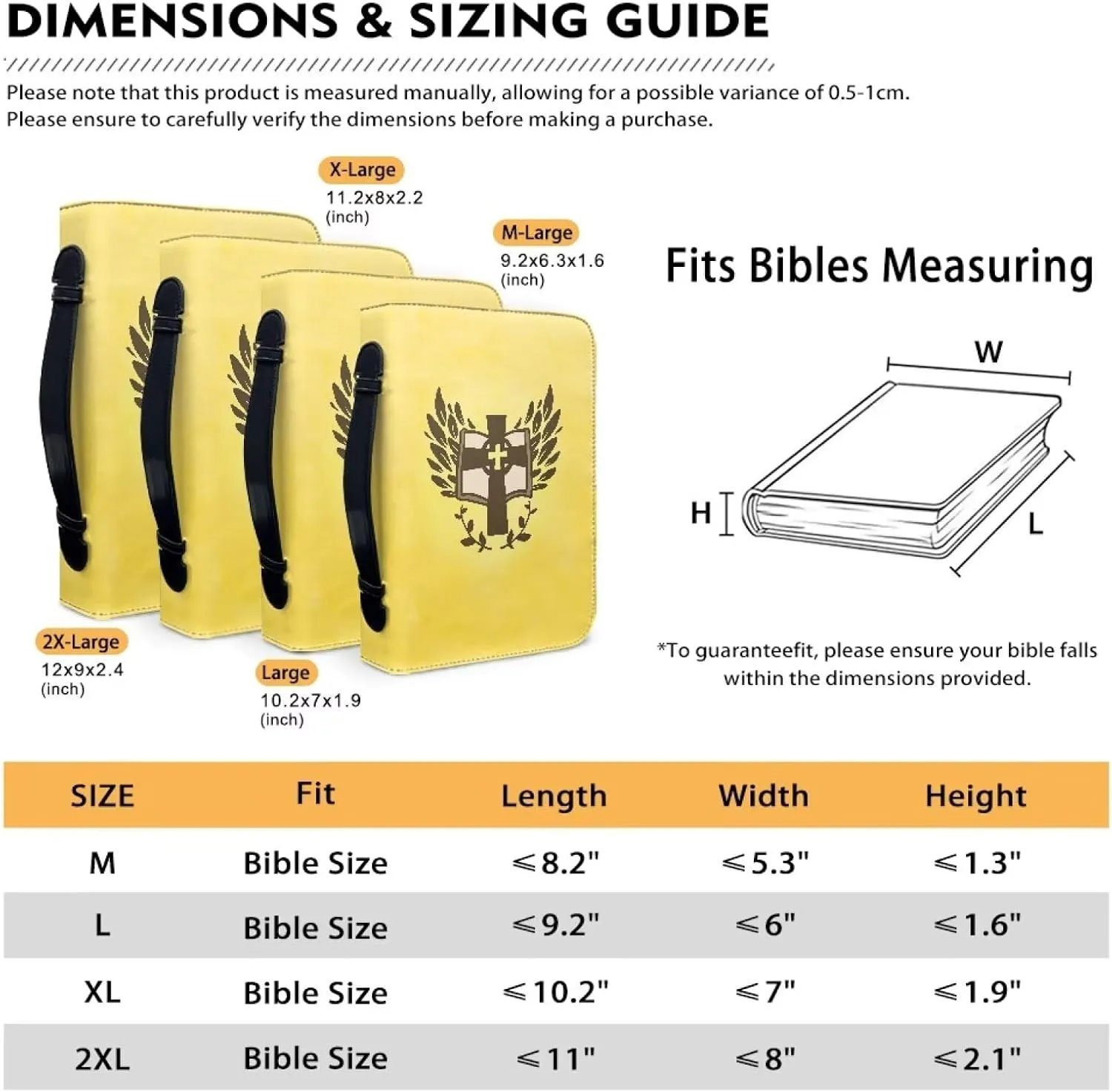 Bible Cover Men and Women's Lightweight PU Leather Bible Carrying Case Bible Cover for Church Handy Scripture bag