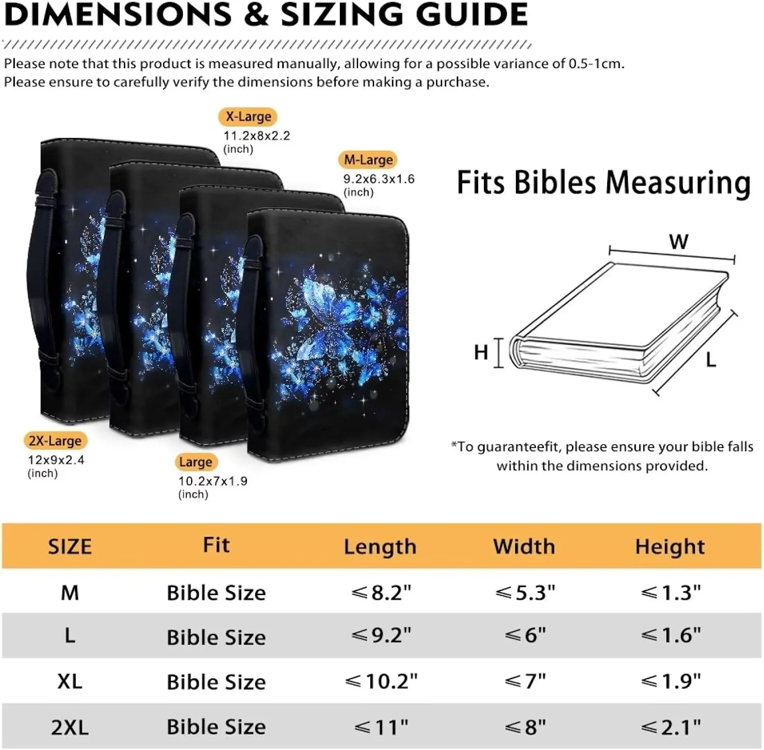 Bible Cover Men and Women's Lightweight PU Leather Bible Carrying Case Bible Cover for Church Handy Scripture bag