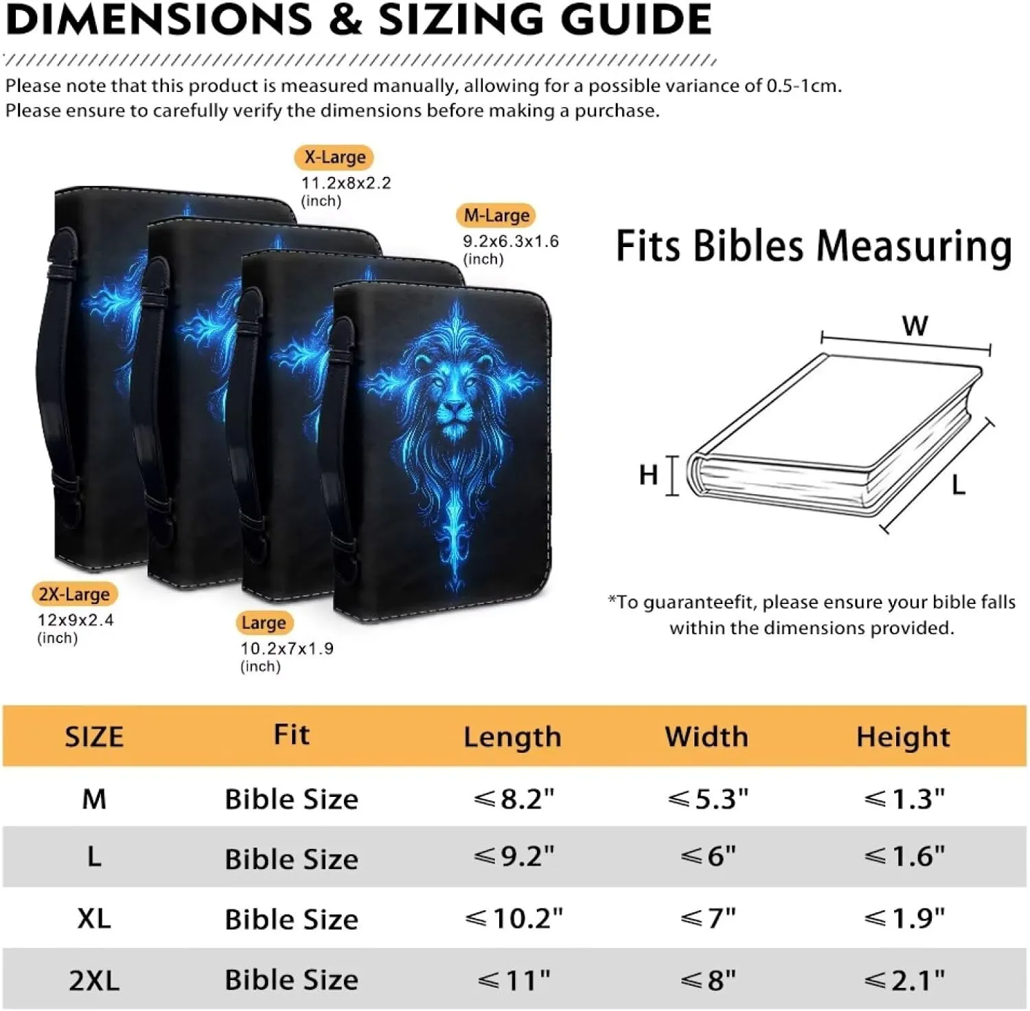 Bible Cover Men and Women's Lightweight PU Leather Bible Carrying Case Bible Cover for Church Handy Scripture bag