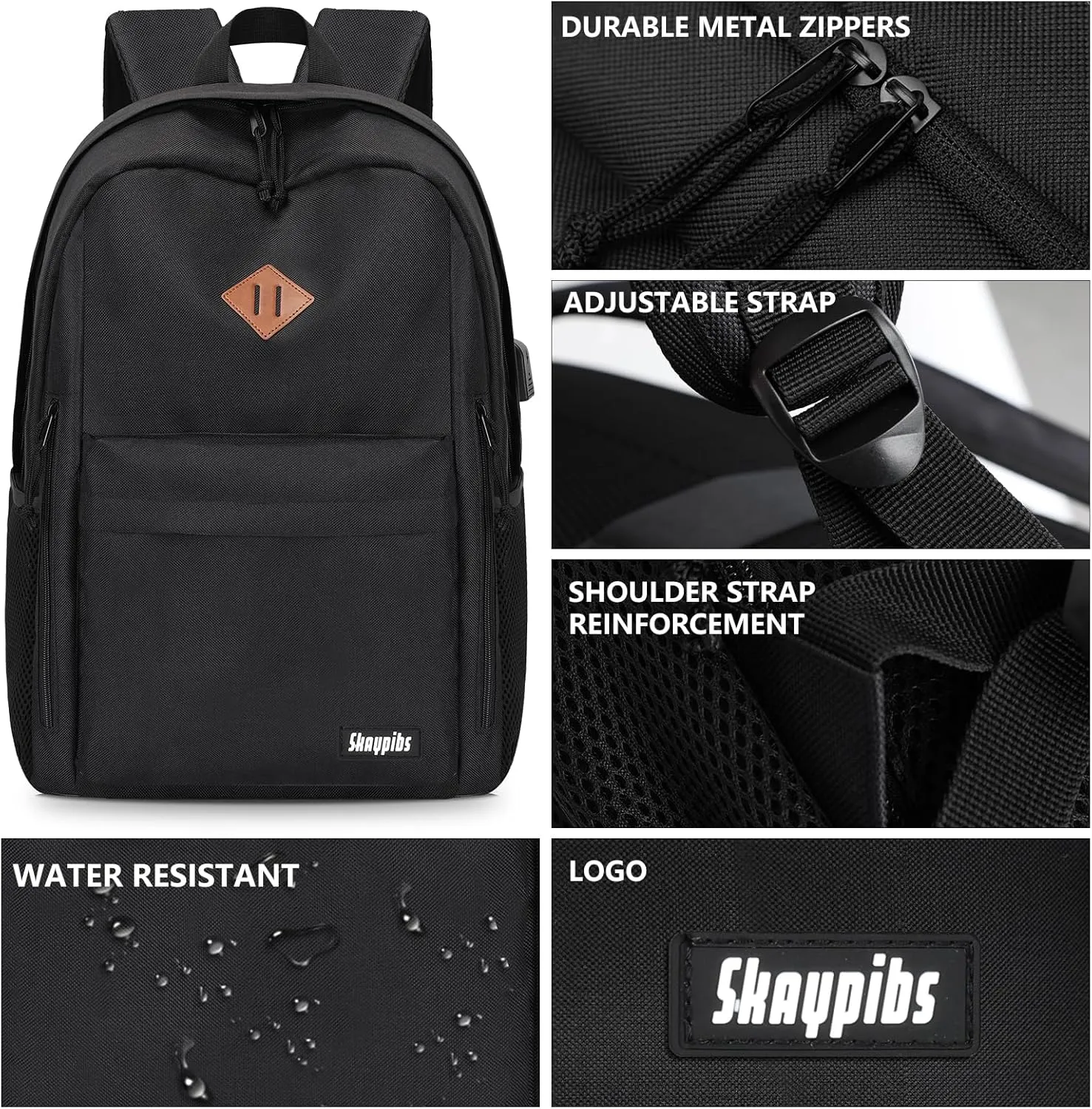 Black Backpack for School - 17.3 Inch Lightweight Daypack for Teen Boys & Girls, Simple Bookbag for Women & Men, Kids Book Bag, Mochilas Escolares para Nios