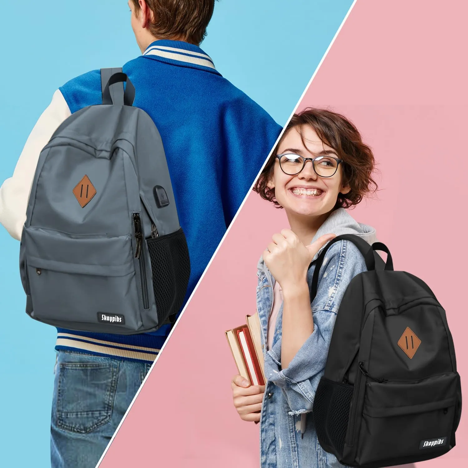 Black Backpack for School - 17.3 Inch Lightweight Daypack for Teen Boys & Girls, Simple Bookbag for Women & Men, Kids Book Bag, Mochilas Escolares para Nios