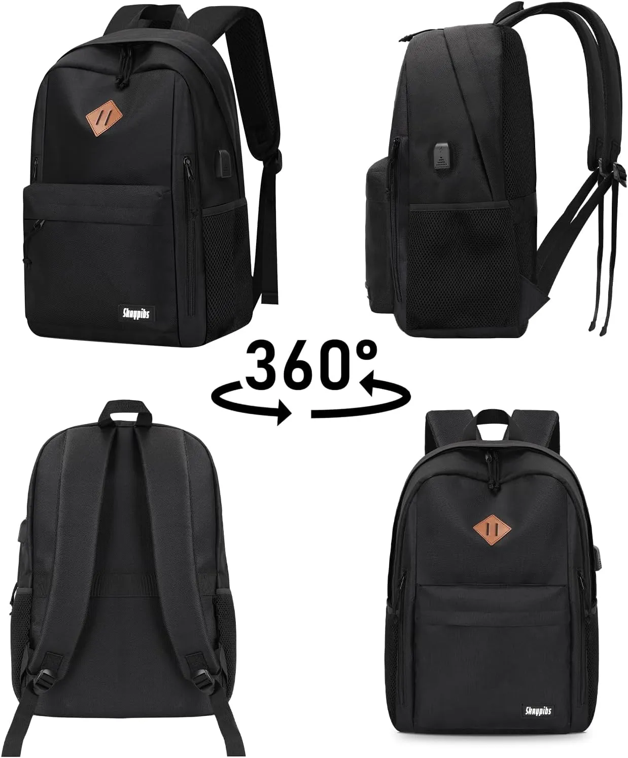 Black Backpack for School - 17.3 Inch Lightweight Daypack for Teen Boys & Girls, Simple Bookbag for Women & Men, Kids Book Bag, Mochilas Escolares para Nios