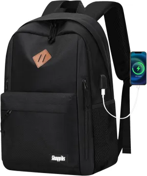 Black Backpack for School - 17.3 Inch Lightweight Daypack for Teen Boys & Girls, Simple Bookbag for Women & Men, Kids Book Bag, Mochilas Escolares para Nios