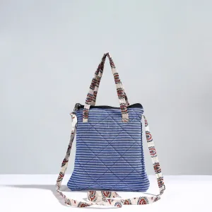 Blue - Handmade Quilted Cotton Sling Bag 01