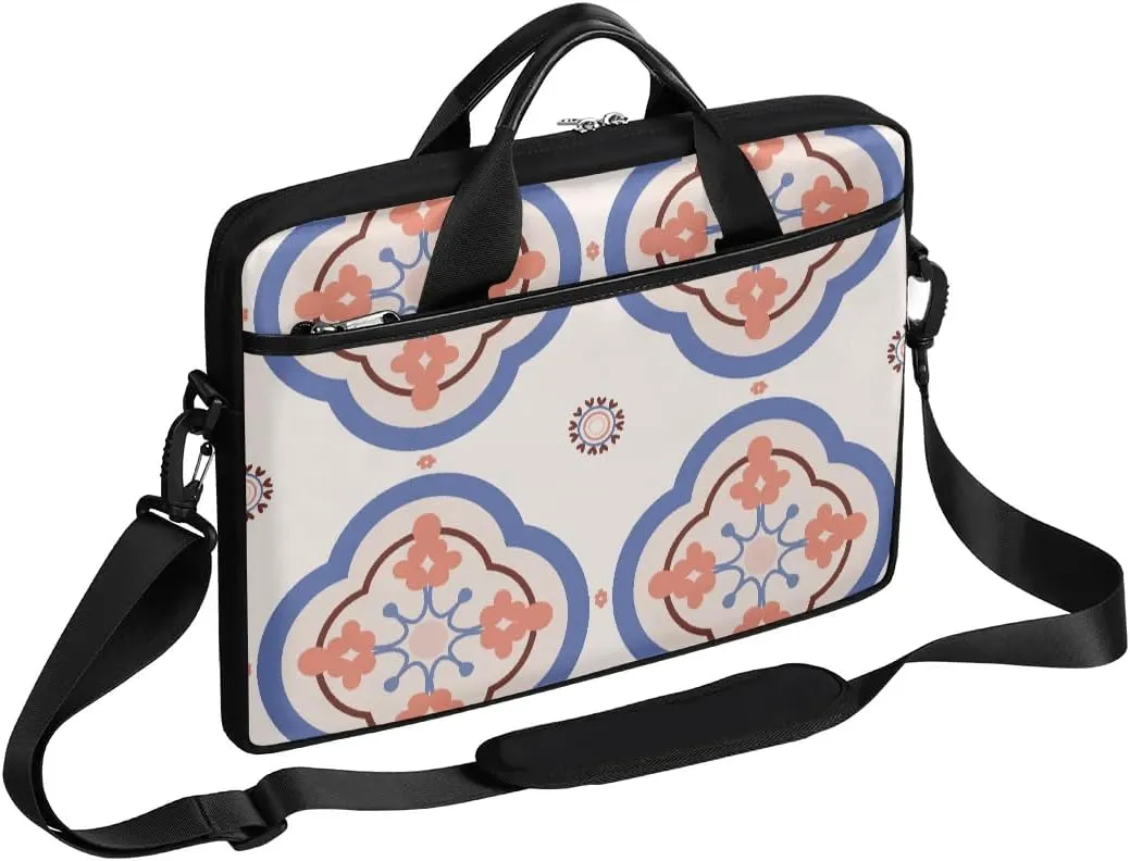 Bohemian Modern Decor Laptop Shoulder Bag Tablet Computer Notebook Sleeve Messenger Bags Carrying Case with Strap Briefcase Tote for 14 15 in Laptops