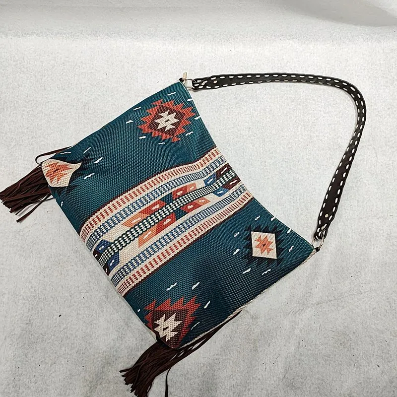 Bohemian Wave Colors Beach Wayuu Tote Mochila Canvas Bags