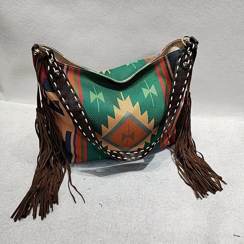 Bohemian Wave Colors Beach Wayuu Tote Mochila Canvas Bags