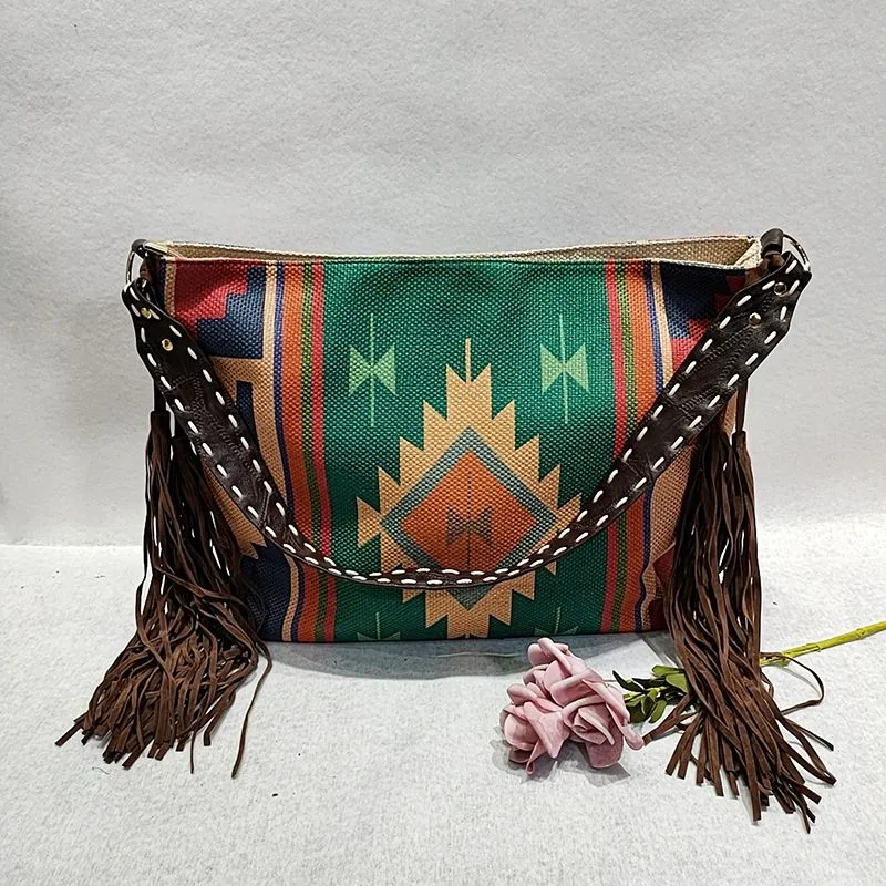 Bohemian Wave Colors Beach Wayuu Tote Mochila Canvas Bags